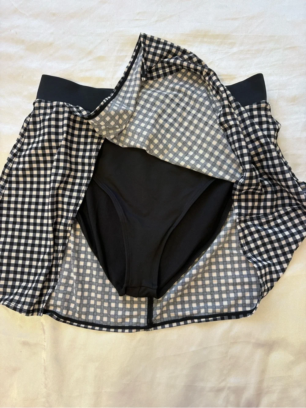 Alo Yoga Gingham Black & White Mini Skirt